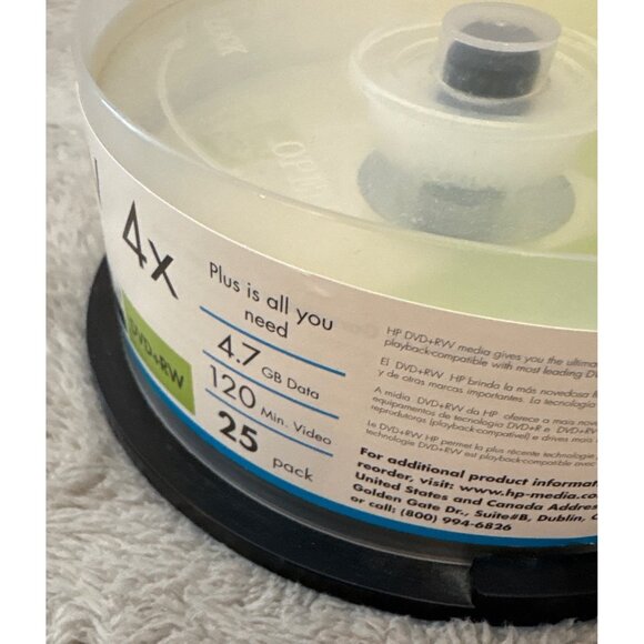 HP DVD+RW 4X 4.7GB 120 Min Rewritable Discs 13 Pack Spindle *13 Discs* - Picture 3 of 4
